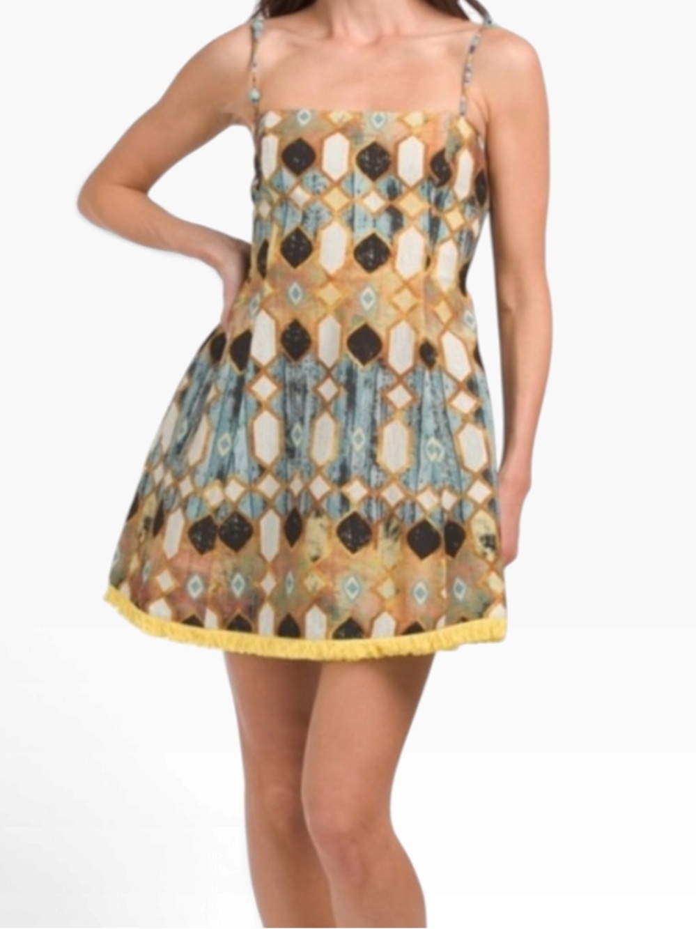 Christian Lacroix Linen Stain Glass Printed Fit & Flare "Alexis Cruz" Sundress S